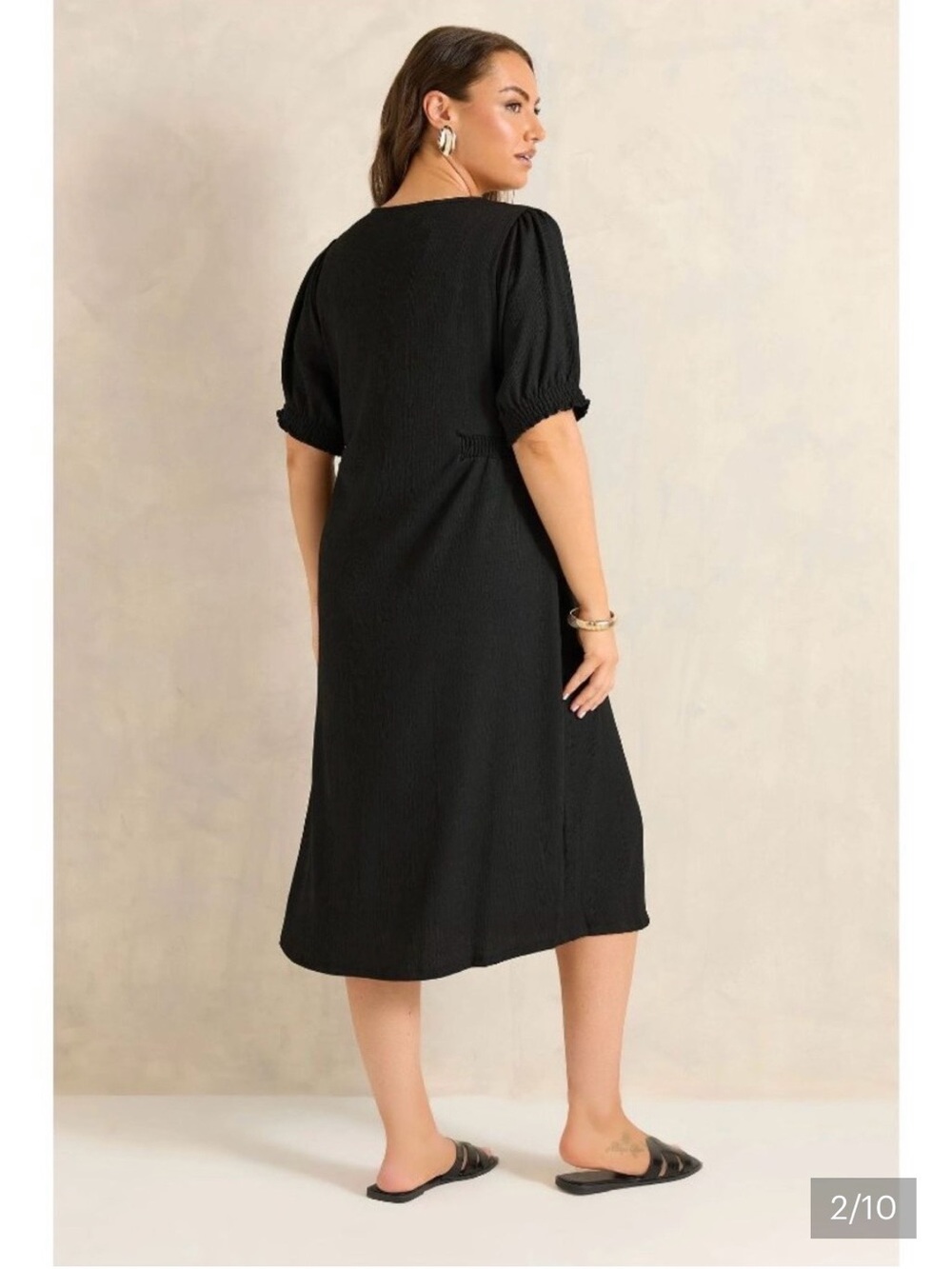 VILA Black Button-Front V-Neck Midi Dress (stock pic) Size S - Picture 2 of 6
